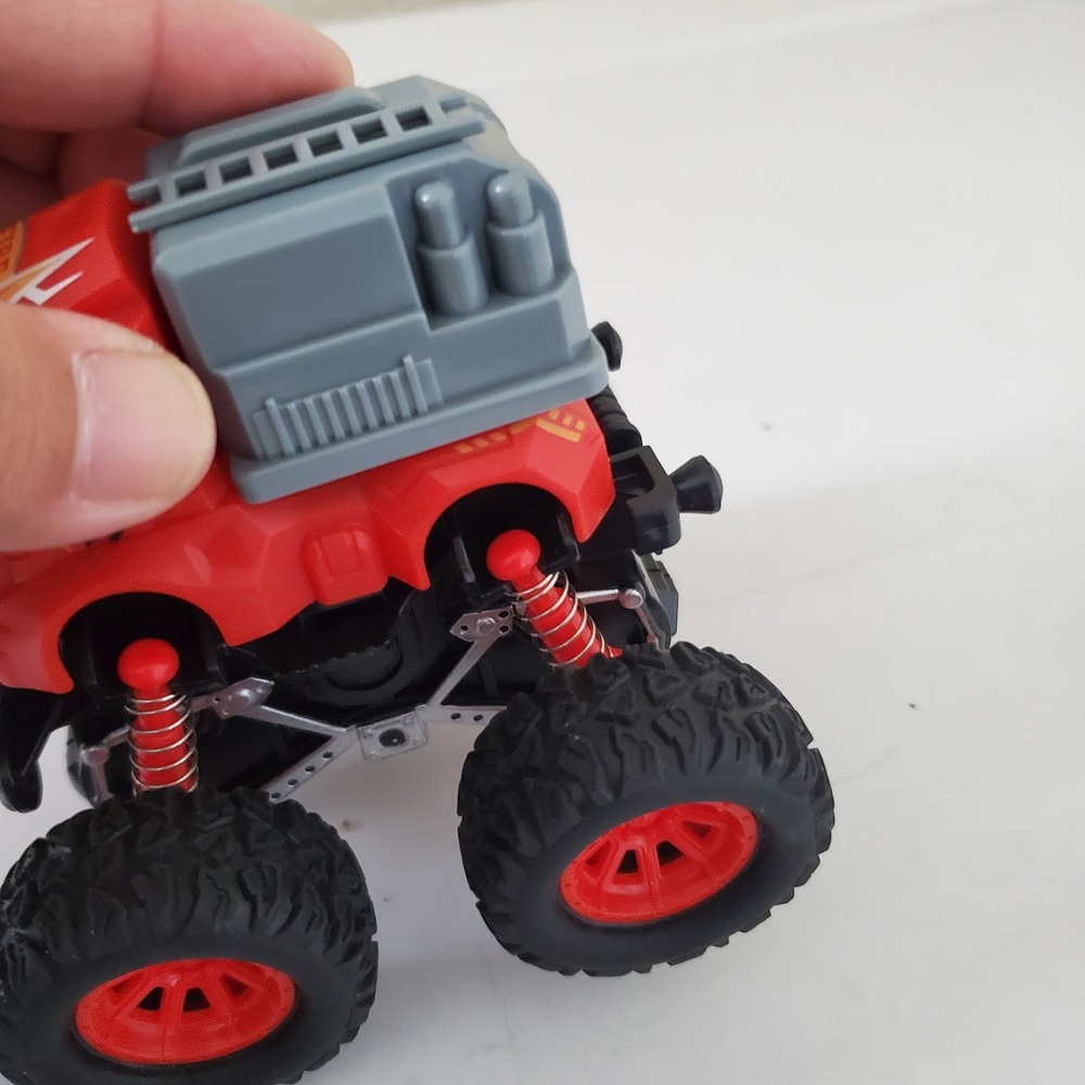 Red Monster Truck Fire Engine Toy with Suspension 22105LW Rescue Vehicle - Picture 9 of 14